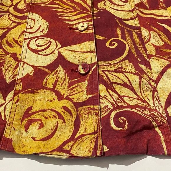 Chico's Red & Yellow Button Front Tropical Floral Blazer Women's Size 3 /XL /16 - Picture 9 of 13